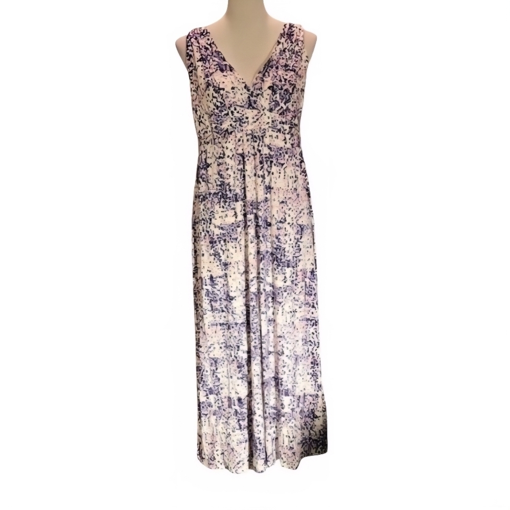 Alfani Maxi Dress Loungewear Sleeveless Pink Purple White Mottled Spots Women L - Picture 3 of 15
